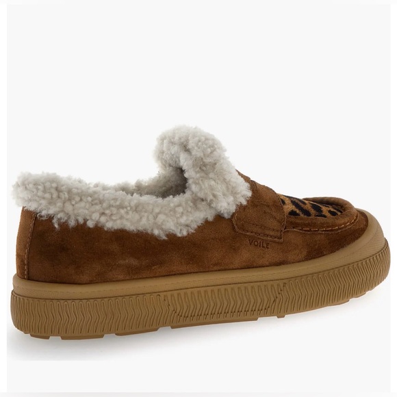 NWT VOILE BLANCHE PAN Genuine Shearling Loafer in Brown - Picture 3 of 15